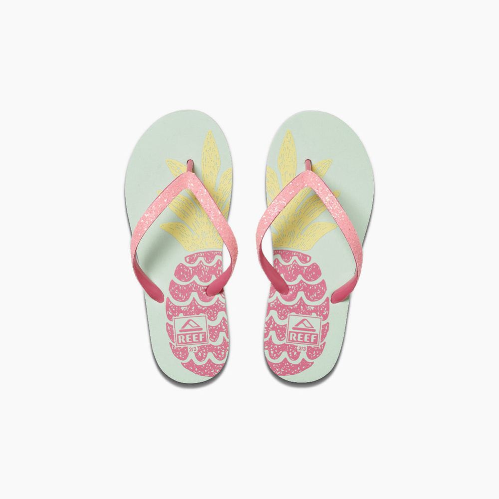 Reef Girl's Stargazer Prints - Flip Flops Pink/Yellow/Blue | 28064-VCHX